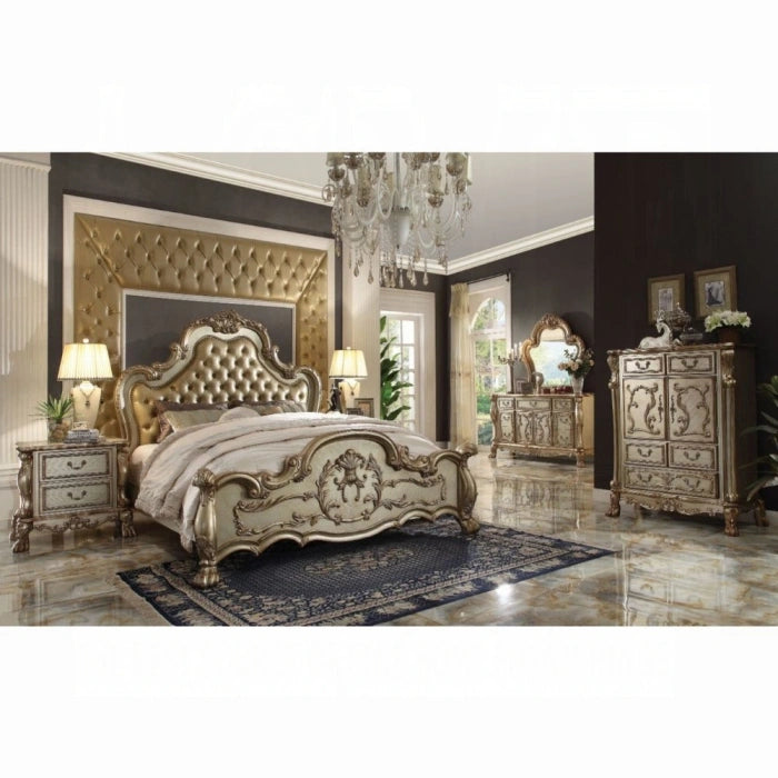 Five Star Furniture - Dresden Bone PU & Gold Patina California King Bed