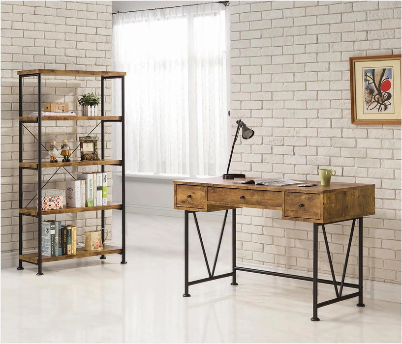 Five Star Furniture - Analiese 3-drawer Writing Desk Antique Nutmeg and Black