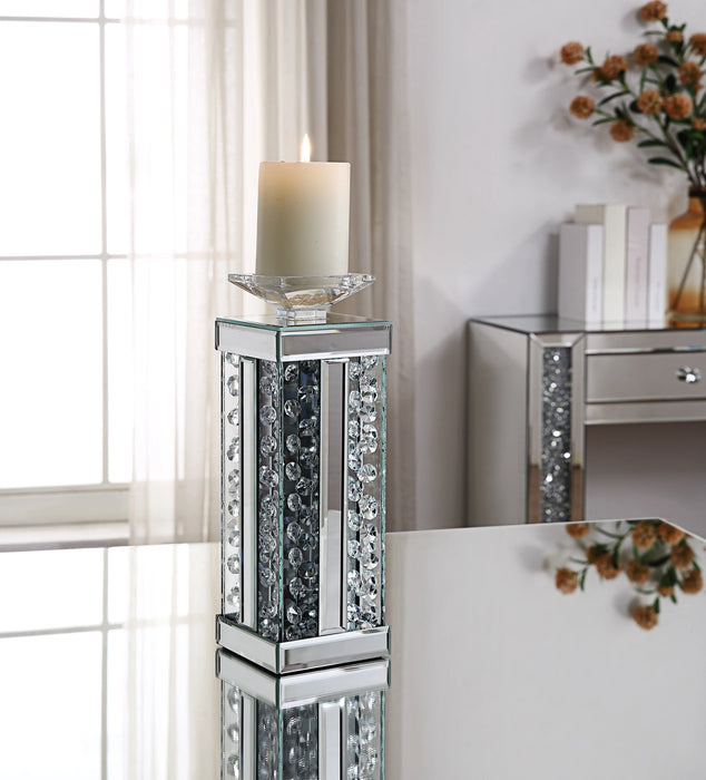 Five Star Furniture - Nysa Mirrored & Faux Crystals Accent Candleholder