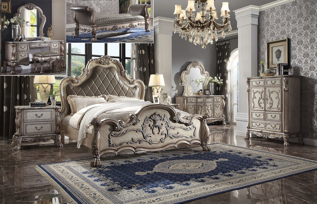 Five Star Furniture - Dresden Vintage Bone White & PU California King Bed