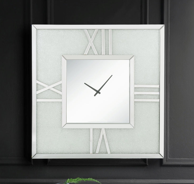 Five Star Furniture - Noralie Mirrored & Faux Diamonds Wall Clock (LED)