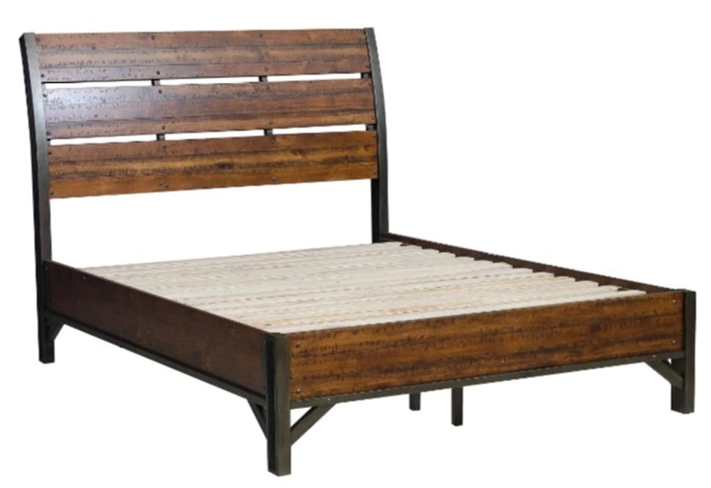 Five Star Furniture - Holverson Queen Platform Bed in Rustic Brown & Gunmetal 1715-1*
