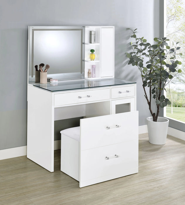 Five Star Furniture - Flora Makeup Vanity Table with LED Mirror and Stool