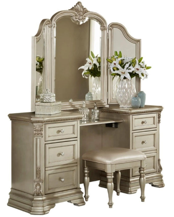 Five Star Furniture - Antoinetta Vanity Stool in Champagne Wood 1919NC-14