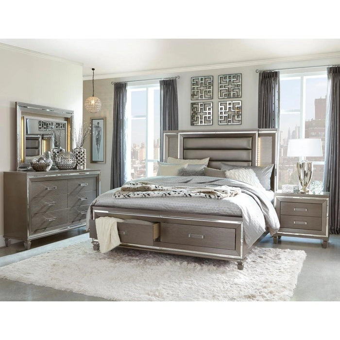 Five Star Furniture - Tamsin King Upholstered Storage Bed in Silver Grey Metallic 1616K-1EK*