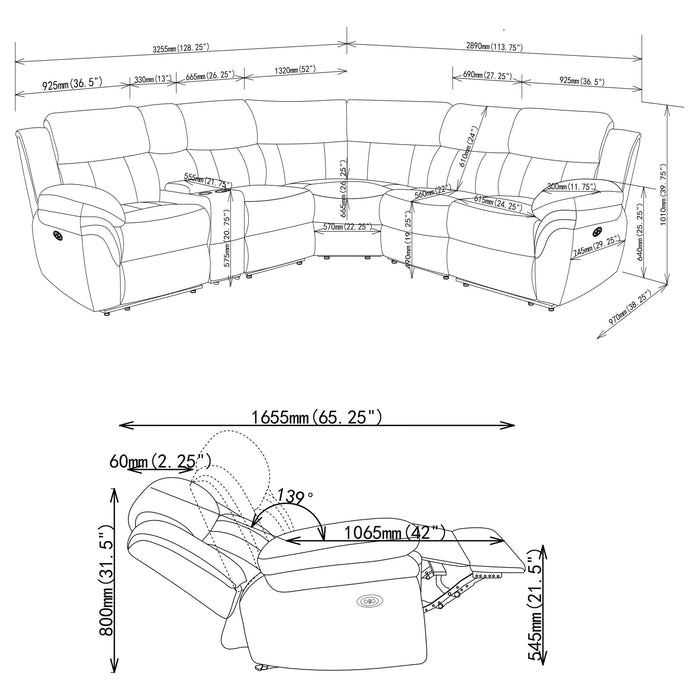 Five Star Furniture - Bahrain Modular Power Reclining Sectional Sofa