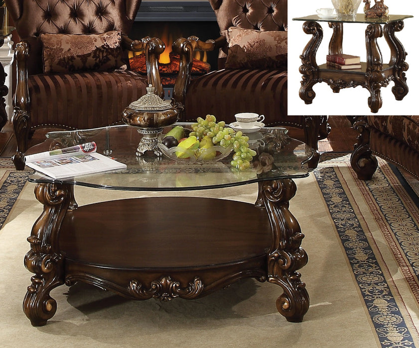 Five Star Furniture - Versailles Cherry Oak & Clear Glass Coffee Table