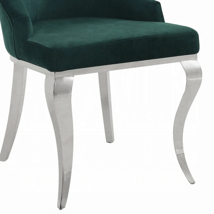 Five Star Furniture - Dekel Green Fabric & Stainless Steel Side Chair