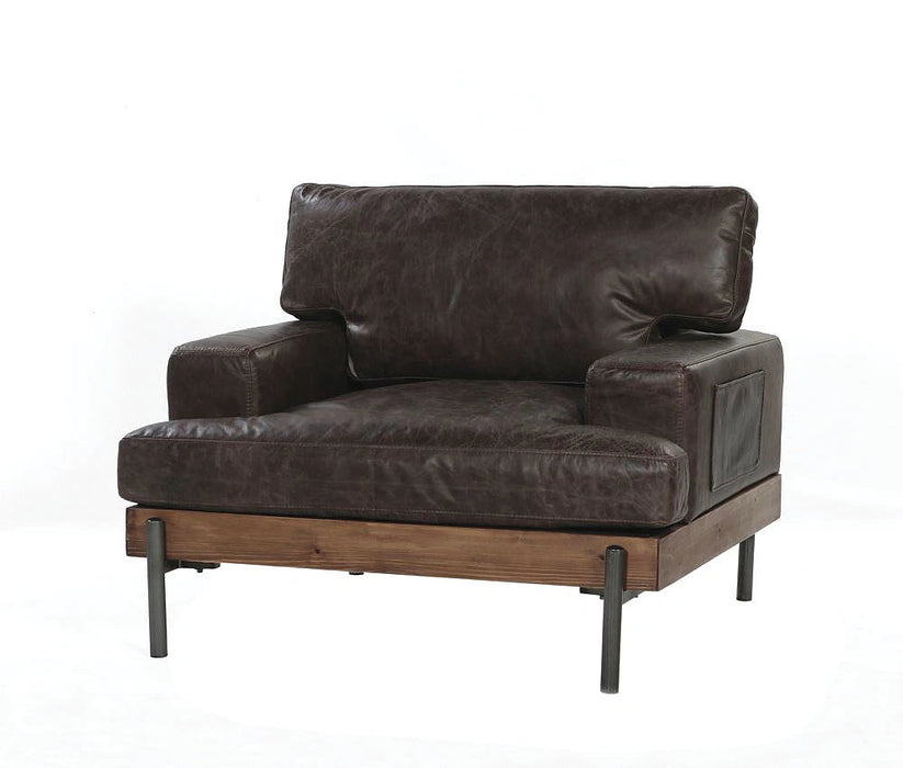 Five Star Furniture - Silchester Oak & Distress Chocolate Top Grain Leather Chair