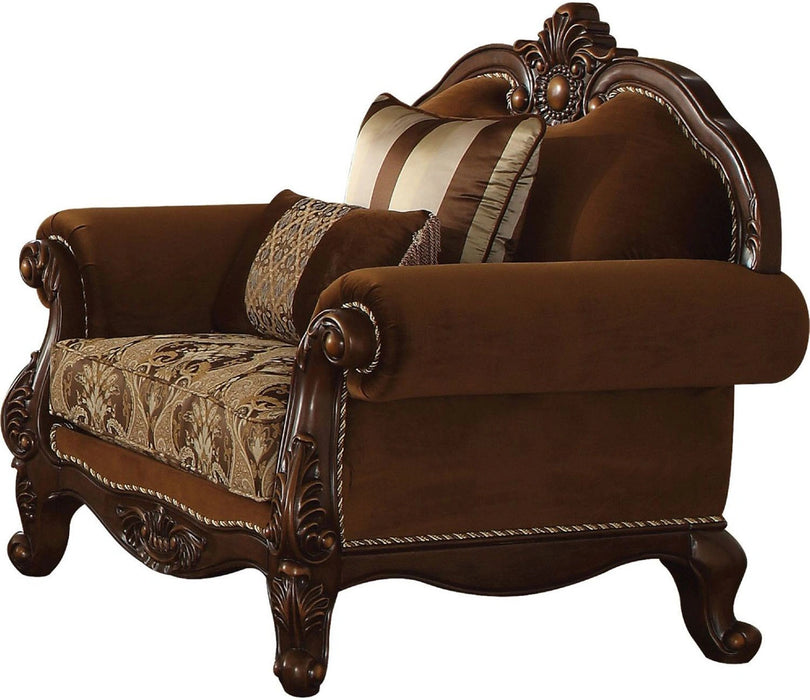 Five Star Furniture - Acme Furniture Jardena Chair with 2 Pillows in Cherry Oak 50657