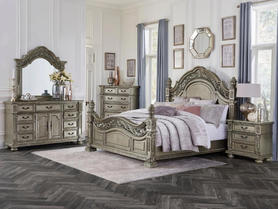 Five Star Furniture - Catalonia King Poster Bed in Platinum Gold 1824PGK-1EK*