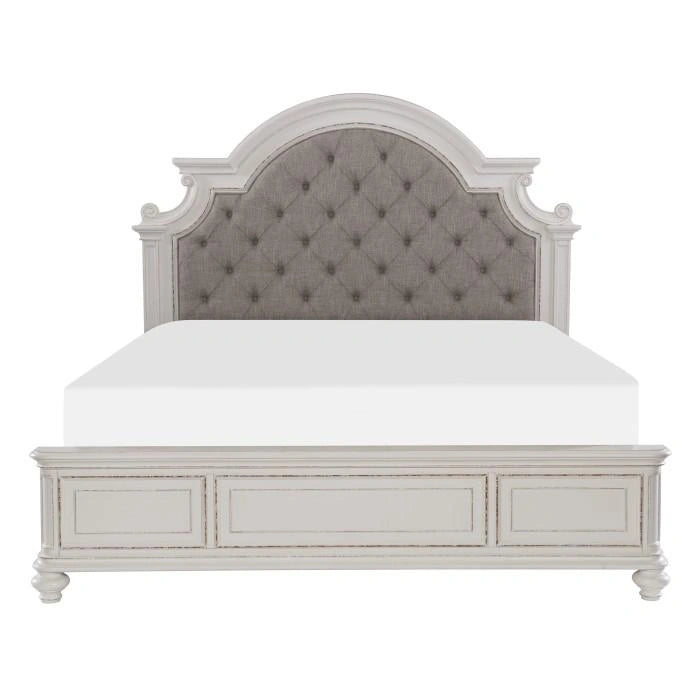 Five Star Furniture - Baylesford King Upholstered Panel Bed in Antique White 1624KW-1EK*