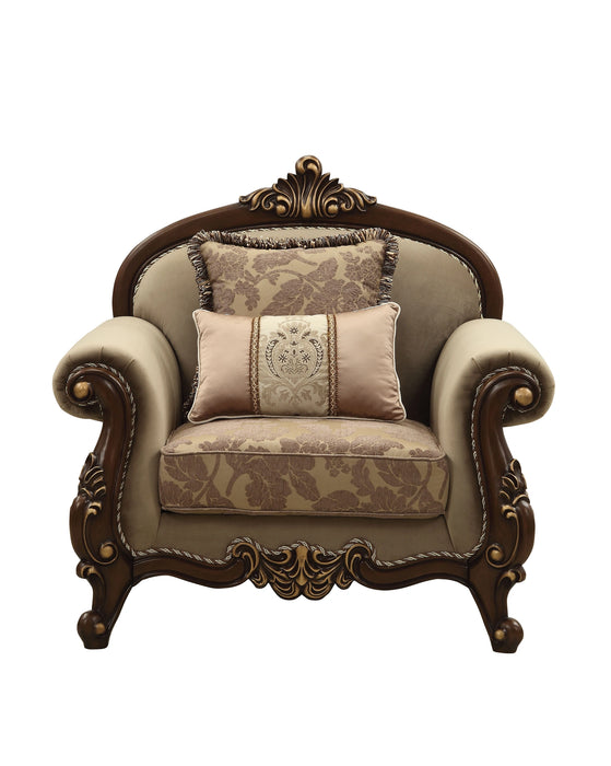 Five Star Furniture - Mehadi Velvet & Walnut Chair & 2 Pillows