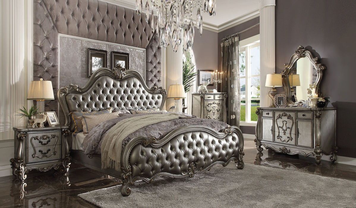 Five Star Furniture - Versailles II Silver PU & Antique Platinum California King Bed