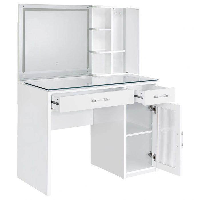 Five Star Furniture - Flora Makeup Vanity Table with LED Mirror and Stool