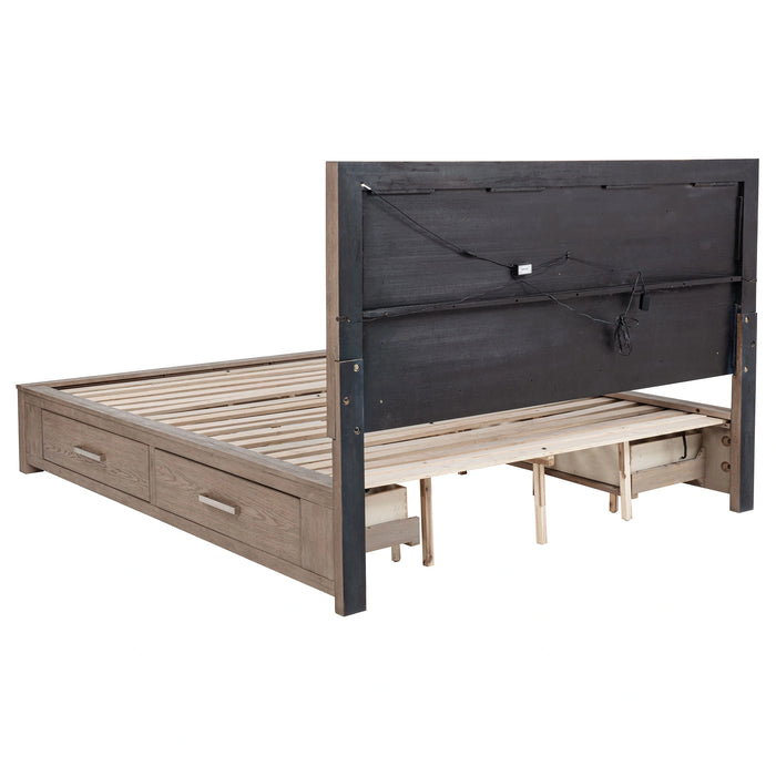 Five Star Furniture - Kenora Panel Platform Storage Bed with LED Lighting