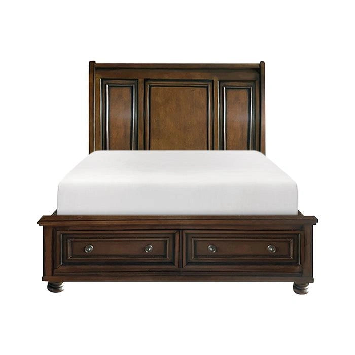 Five Star Furniture - Cumberland Queen Sleigh Platform Bed with Footboard Storage in Brown Cherry 2159-1*