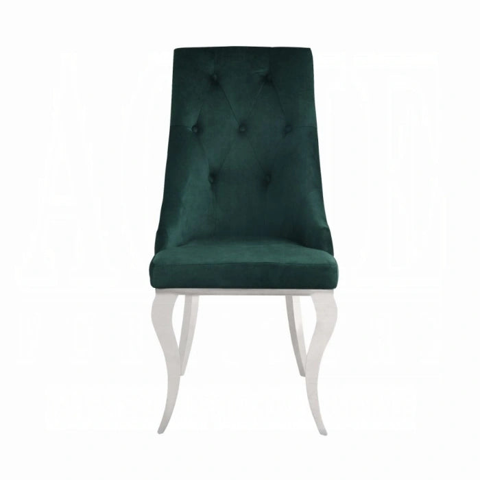 Five Star Furniture - Dekel Green Fabric & Stainless Steel Side Chair
