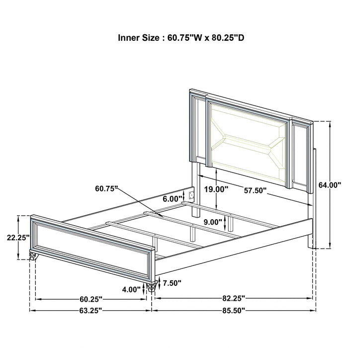 Five Star Furniture - Marmore Panel Bed with LED Lighting