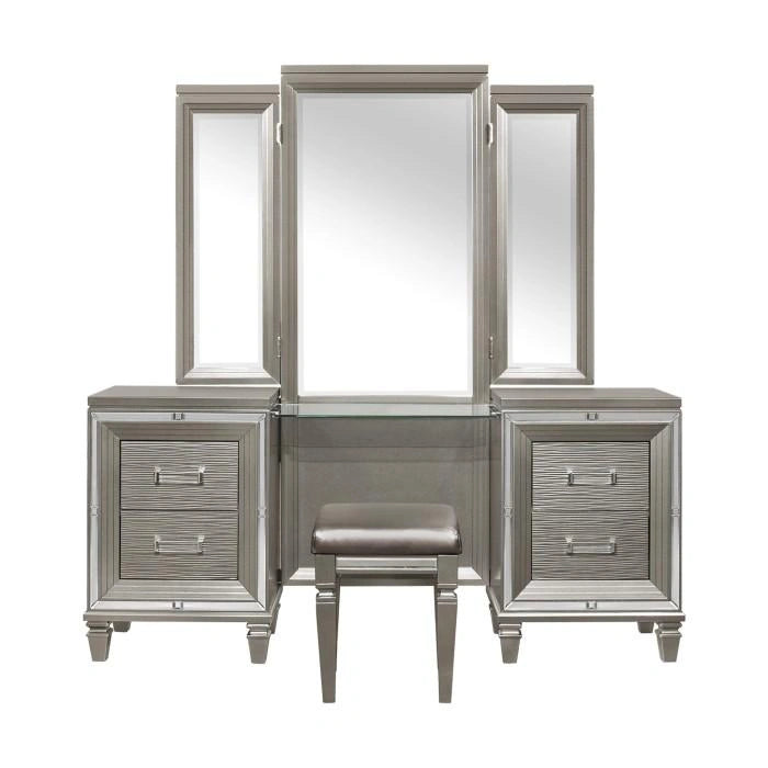 Five Star Furniture - Tamsin 3pcs Vanity Dresser with Mirror in Silver Grey Metallic 1616-15