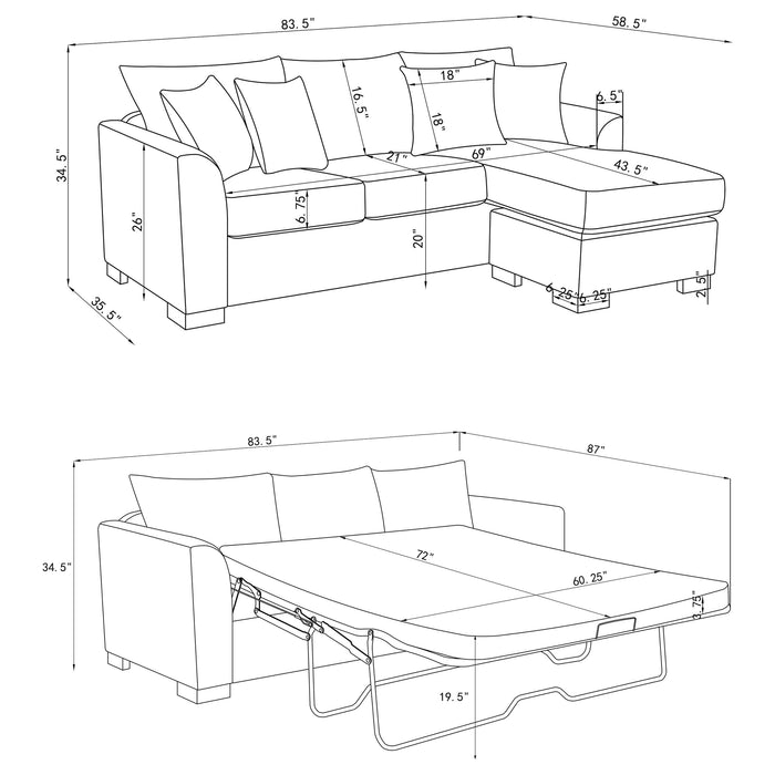 Five Star Furniture - Storey Fold-Out Sleeper Sectional Sofa