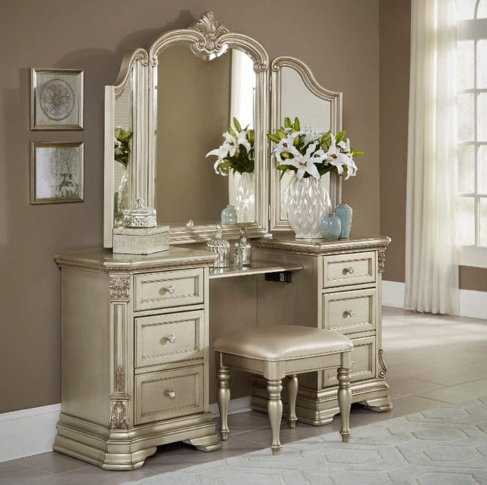 Five Star Furniture - Antoinetta Vanity Stool in Champagne Wood 1919NC-14