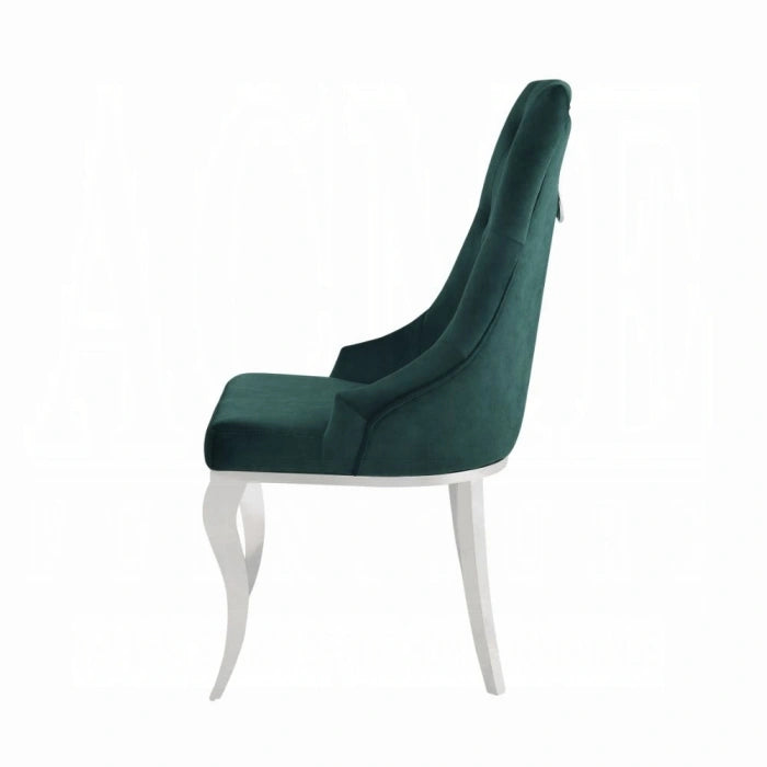 Five Star Furniture - Dekel Green Fabric & Stainless Steel Side Chair